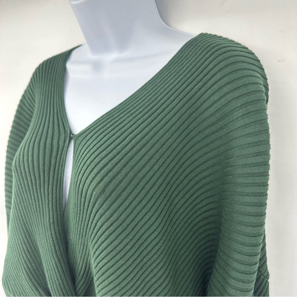 Hudson Garden Topiary Green Knotted Ribbed Sweater Medium - Picture 8 of 14